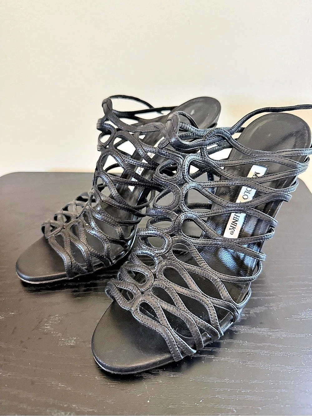 Manolo Blahnik Black Strappy Heels EU 38.5